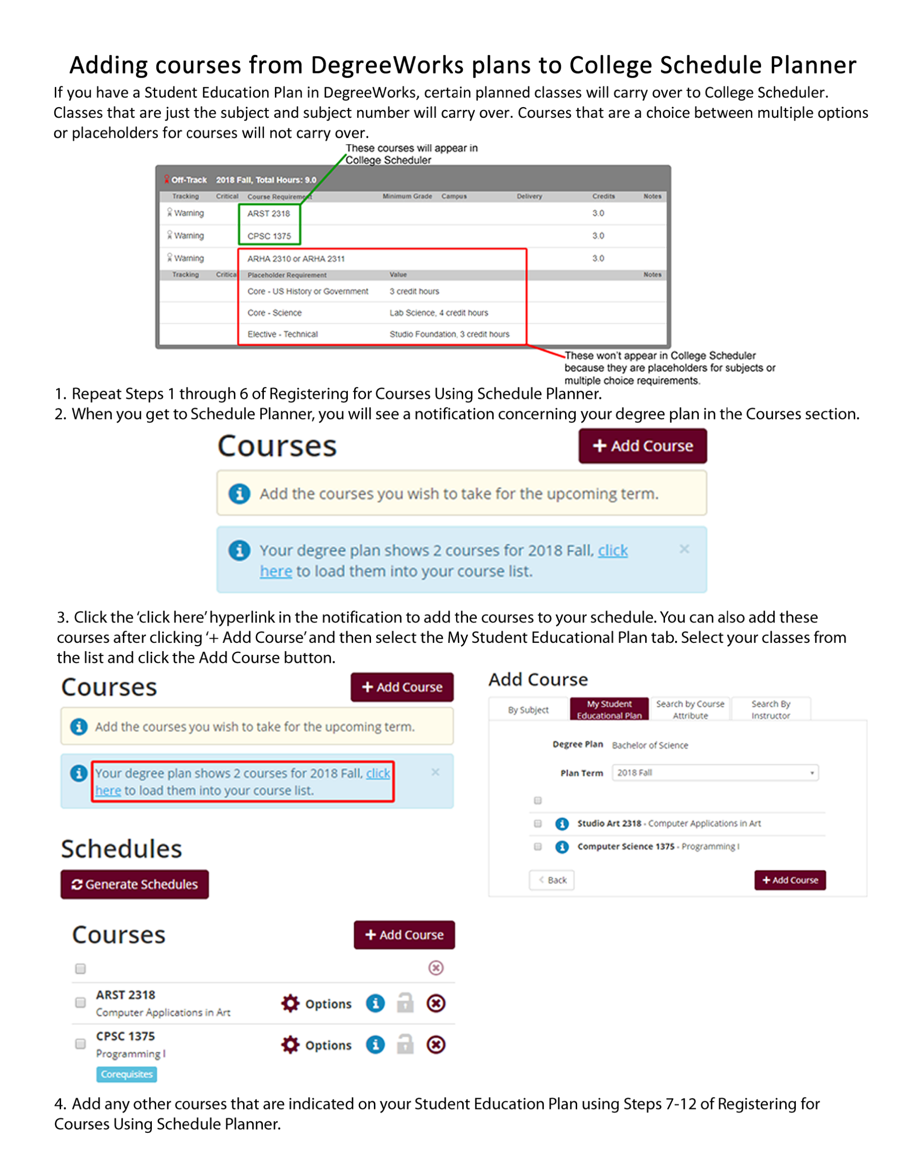 College Scheduler with Degree Works